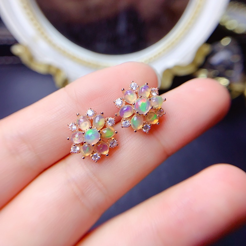 Opal Earrings Dangle - حلق من الفضة الإسترليني عيار 925