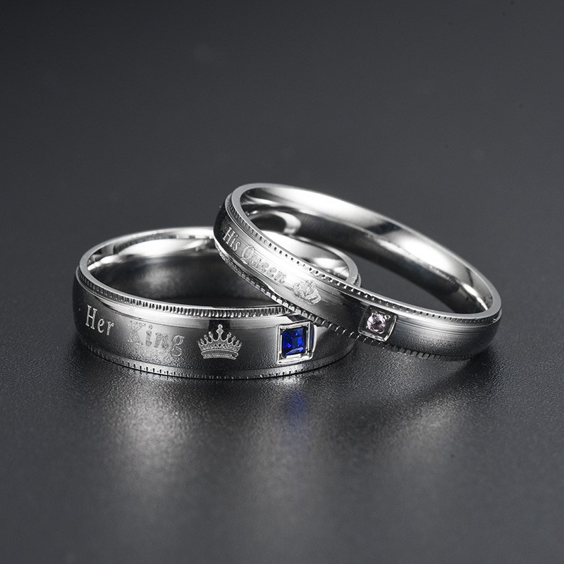 Moissanite Ring - خاتم بسيط للأزواج من التيتانيوم الصلب