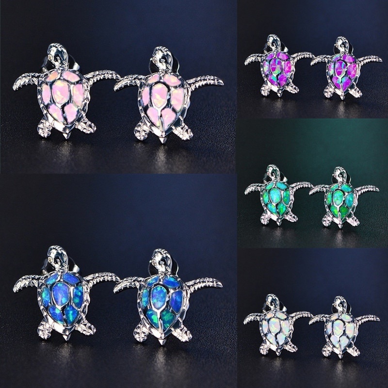 Opal Earrings Dangle - أقراط أوبال متعددة الألوان على شكل