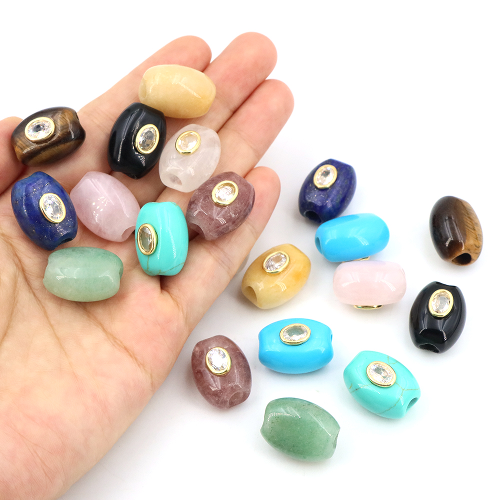Gemstone Bracelet Healing - خرزة حجر طبيعي مسطحة بفتحة كبيرة