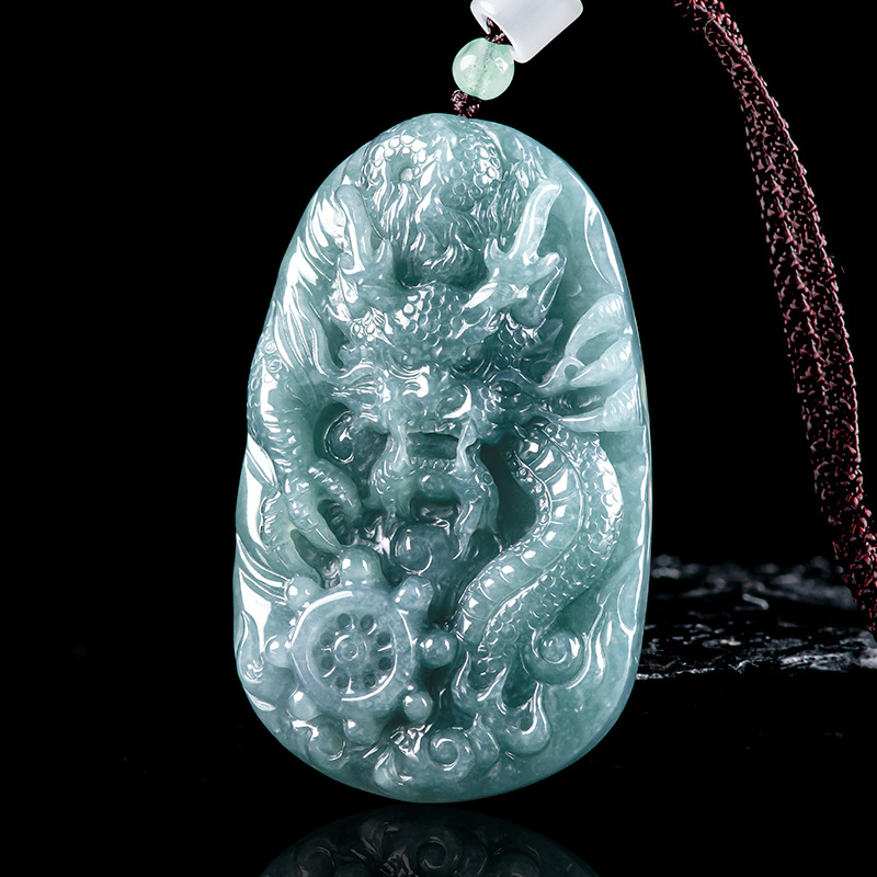 Necklace Pendant - قلادة التنين من اليشم البورمي، حجر