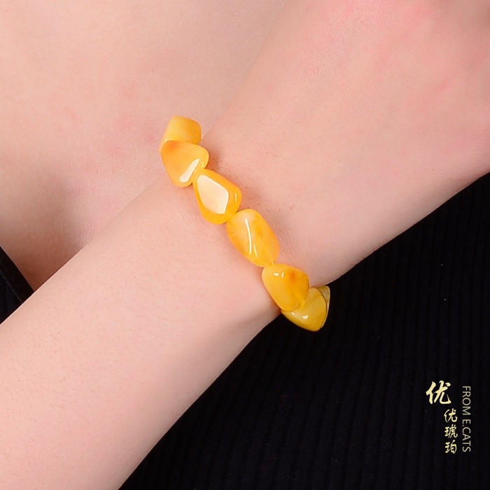 Gemstone Bracelet Healing - حقيقية الطبيعية الأصفر العنبر خرز بيضاوي