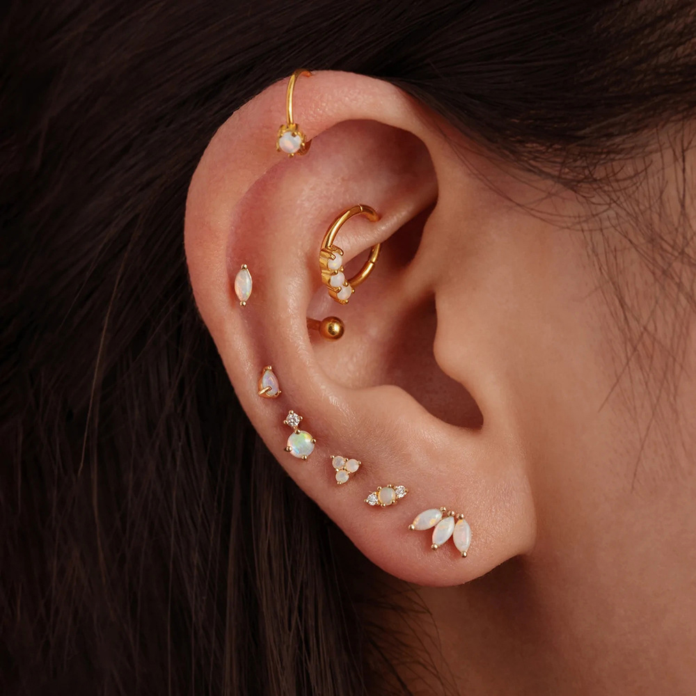 Opal Earrings Dangle - 2 قطعة أوبال الفولاذ المقاوم للصدأ