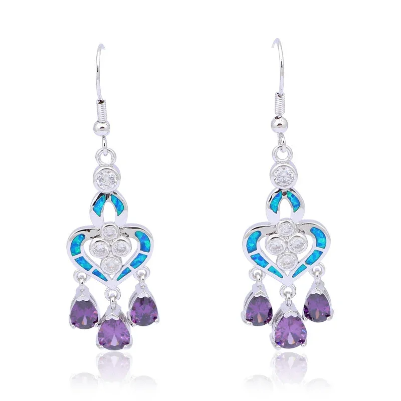 أقراط على شكل قلب مع أحجار الأ - مراجعة Opal Earrings Dangle وسعره