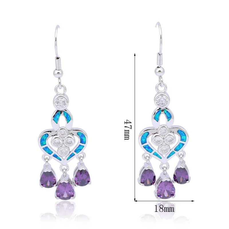 أقراط على شكل قلب مع أحجار الأ - مراجعة Opal Earrings Dangle وسعره