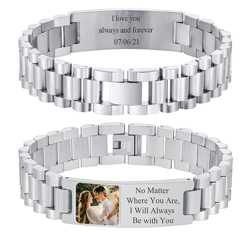 صورة مخصصة نص سوار حزام (استيك - مراجعة Jewelry Watches Men وسعره