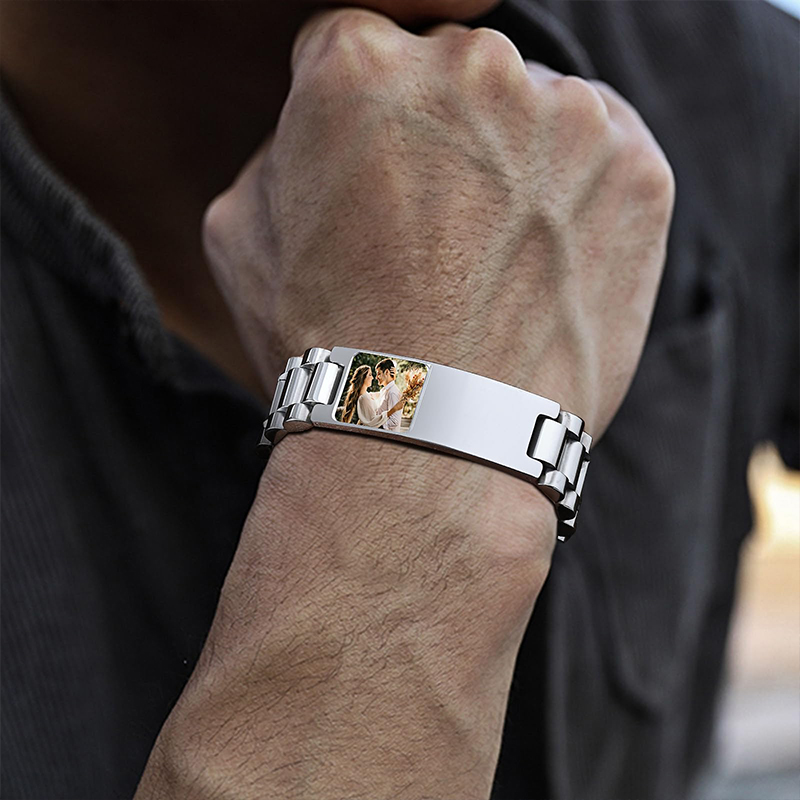 صورة مخصصة نص سوار حزام (استيك - مراجعة Jewelry Watches Men وسعره