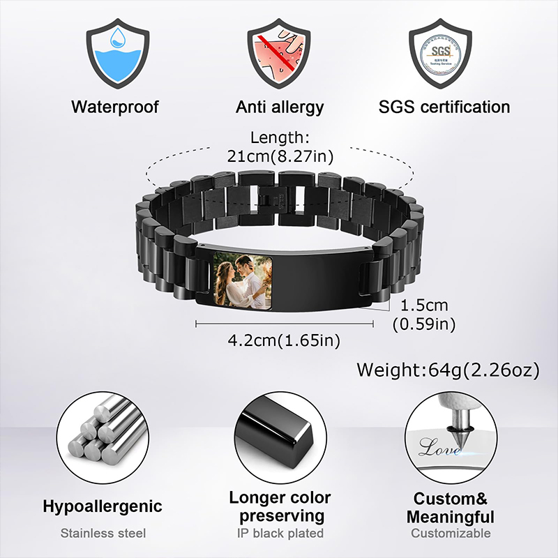 صورة مخصصة نص سوار حزام (استيك - مراجعة Jewelry Watches Men وسعره