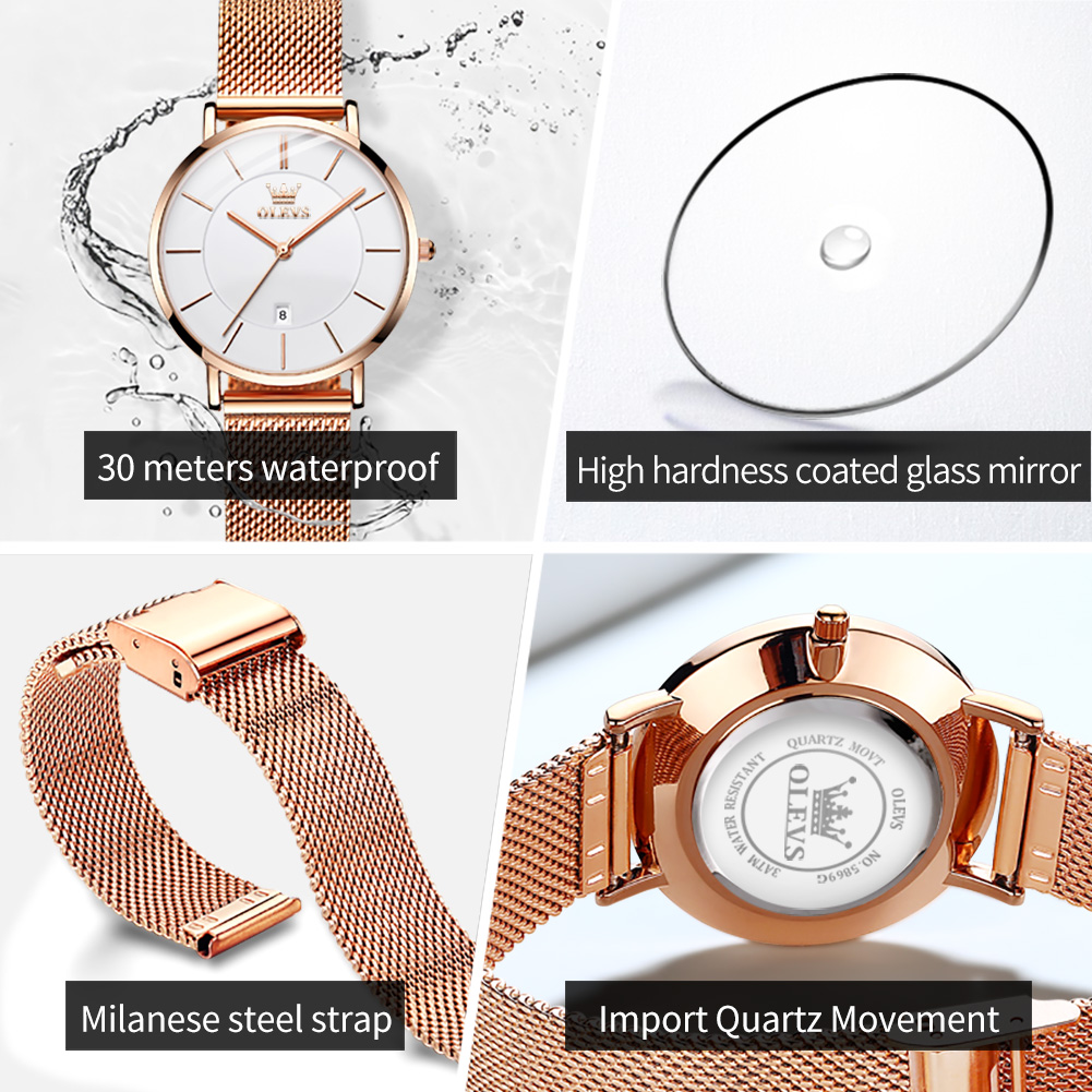 OLEVS ساعة نسائية 5869 أنيقة م - مراجعة Jewellery Watches وسعره