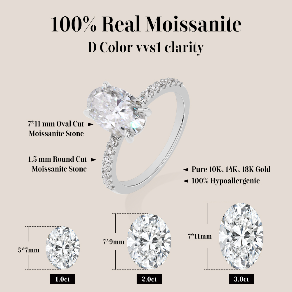 خاتم مويسانيت بيضاوي الشكل من  - مراجعة Moissanite Ring وسعره