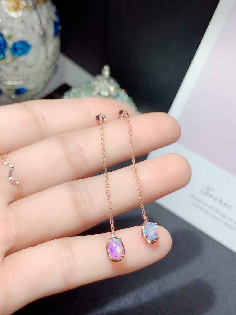 البيضاوي 4*6 مللي متر العقيق ا - مراجعة Opal Earrings Dangle وسعره