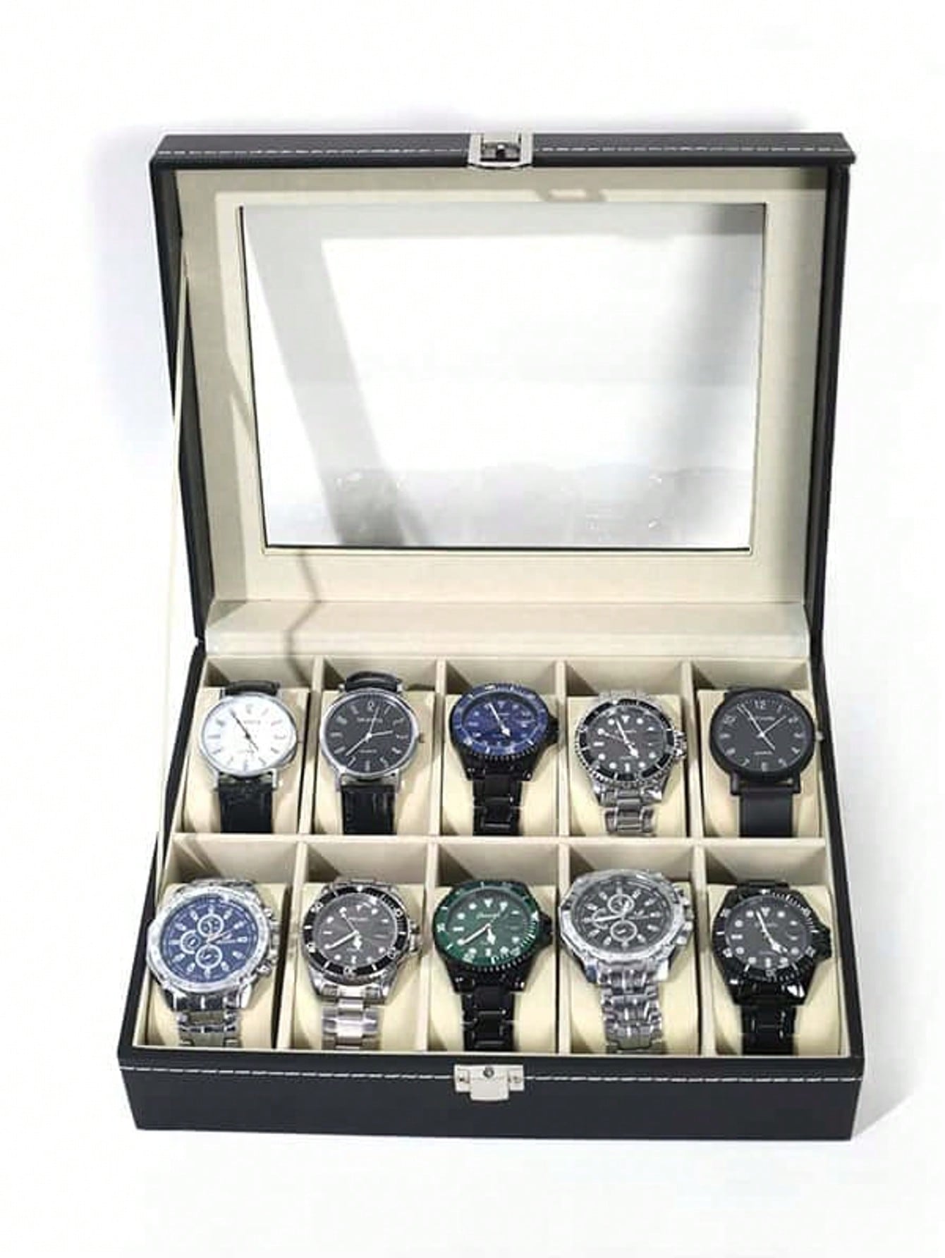 صندوق ساعات جلدي مع قفل، علبة  - مراجعة Jewelry Watches Men وسعره