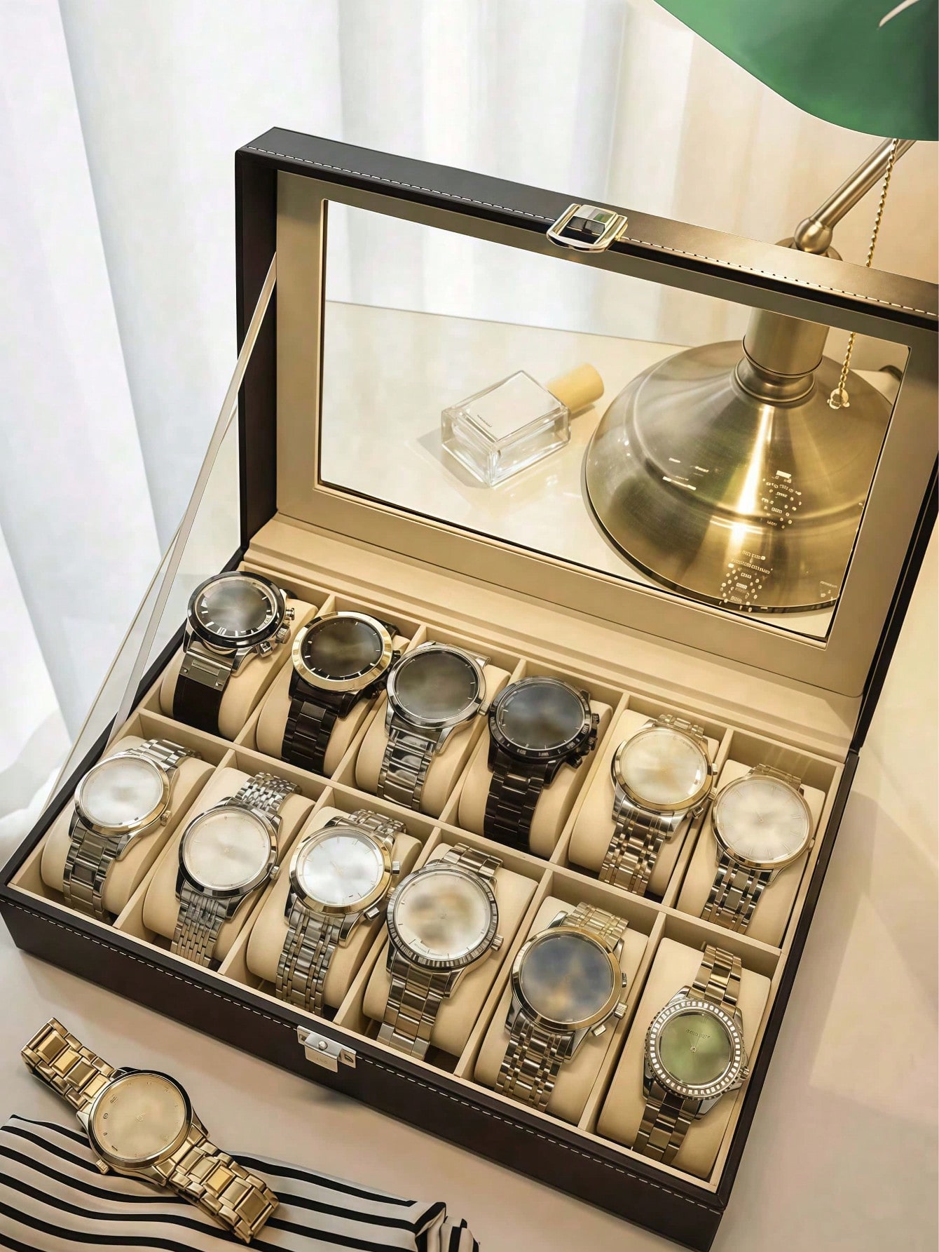 صندوق ساعات جلدي مع قفل، علبة  - مراجعة Jewelry Watches Men وسعره
