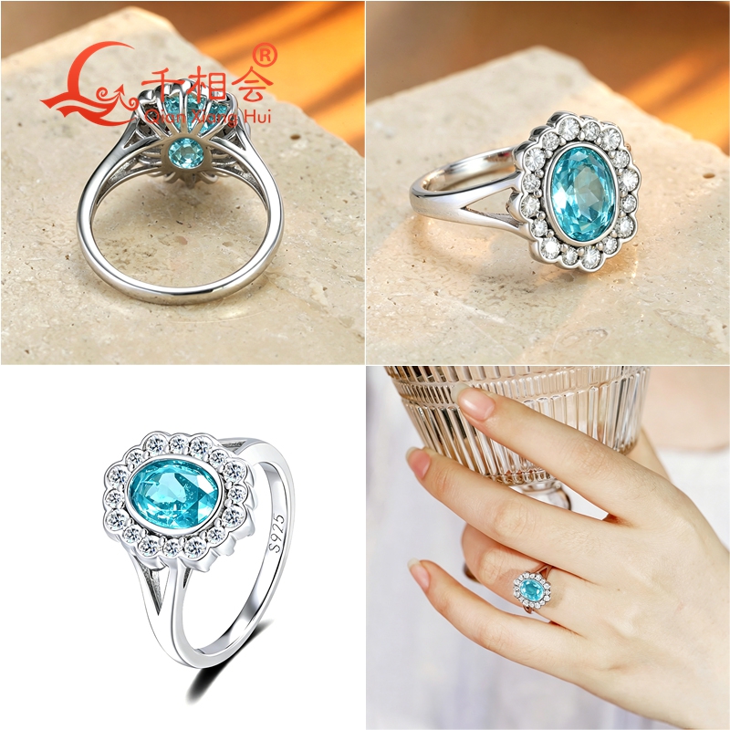 خاتم هالو بيضاوي من التورمالين - مراجعة Moissanite Ring وسعره