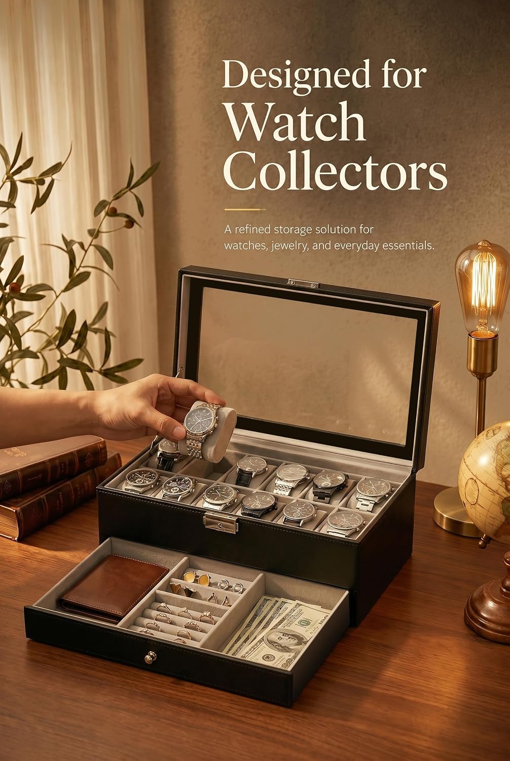 منظم صندوق ساعات للرجال، هدية  - مراجعة Jewelry Watches Men وسعره