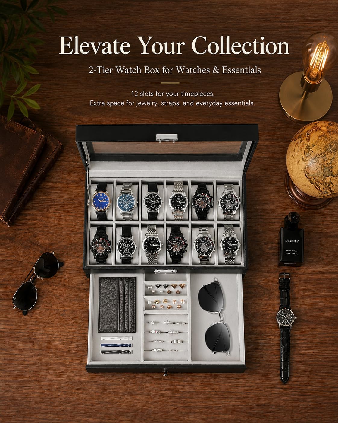 منظم صندوق ساعات للرجال، هدية  - مراجعة Jewelry Watches Men وسعره