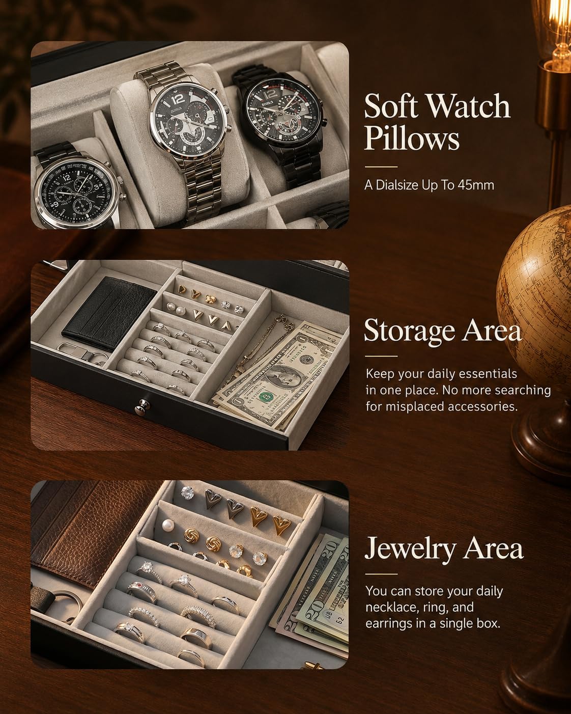 منظم صندوق ساعات للرجال، هدية  - مراجعة Jewelry Watches Men وسعره